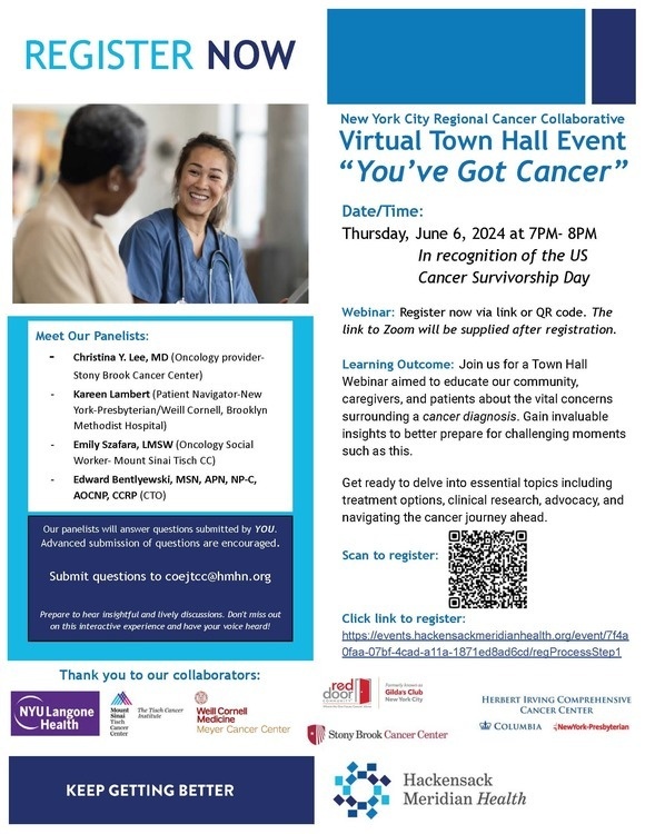 event flyer with doctor talking with patient